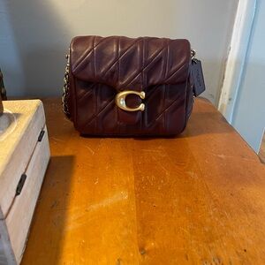 Coach Quilted Square Tabby Shoulder Bag in Merlot